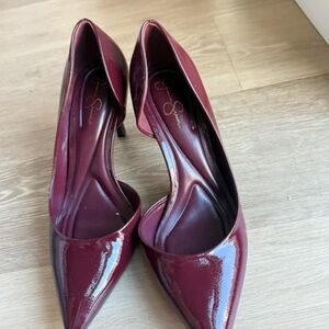 Jessica Simpson Burgundy Patent Pointed-Toe Pumps